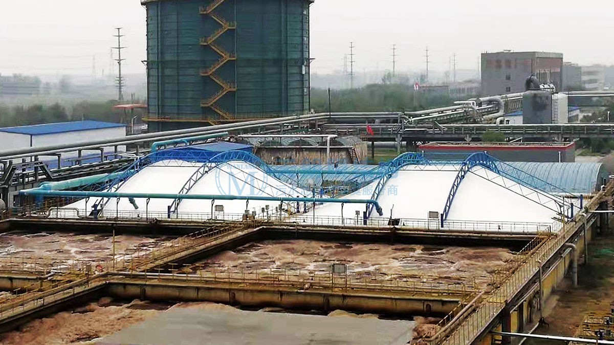 淄博鑫泰石化二沉池反吊膜封閉加蓋工程